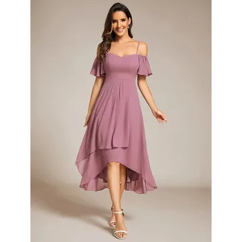 Dámské šaty Svatební šifonové šaty na špagetová ramínka Barva: Purpurová, Velikost: 9XL