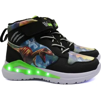 Chlapecké polobotky Blikací boty WINK HE42125-2 černozelené Velikost: 33