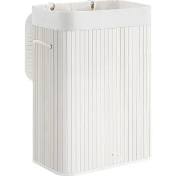 Koš na prádlo Velký koš na špinavé prádlo bambusový bílý 72 L, 62 cm, do koupelny / ložnice / prádelny