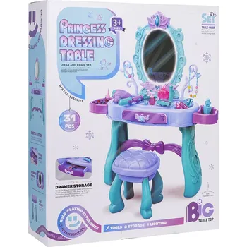 Toaletní stolek Kouzelný dětský toaletní stolek s fialovými detaily a stoličkou