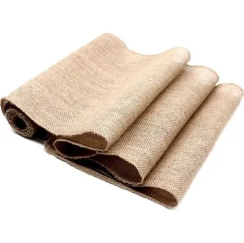 ubrus Jutový běhoun na stůl 30x240 cm Přírodní vintage pytlovina rustikální khaki dekorace na svatbu venkovskou párty slavnostní tabuli a židle