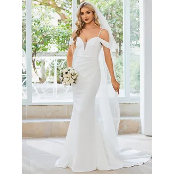 Dámské šaty Elegantní svatební šaty mořská panna odhalená ramena Barva: Bílá, Velikost: 8XL