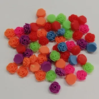 Kabošon květ růže mix barev - 10mm