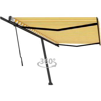 Markýza vidaXL Volně stojící ručně zatahovací markýza 500 x 350 cm žlutá/bílá