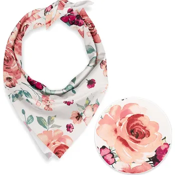 Šátek Bavlněný šátek Sandra SA-669 Červeno-růžové akvarelové květy 45 x 45 cm