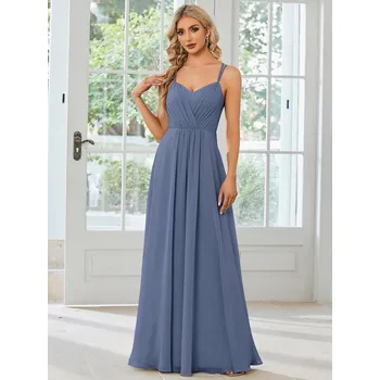 Dámské šaty Šifonové šaty pro družičku s odhalenými zády Barva: Mořská, Velikost: 6XL