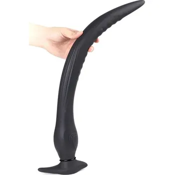 Dildo Wolf Yataghan Inflatable Black Silicone XL, silikonové nafukovací anální dildo 55 x 3–6,4 cm