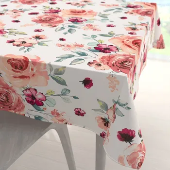 ubrus Bavlněný čtvercový ubrus Sandra SA-669 Červeno-růžové akvarelové květy 60x60 cm