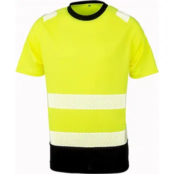 Pánské tričko Result Genuine Recycled Hi-Vis bezpečnostní tričko z recyklátu Barva: žlutá fluorescentní - černá, Velikost: 4XL/5XL RT502