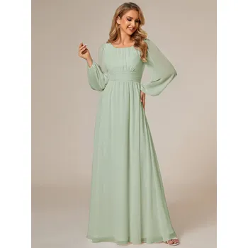 Dámské šaty Šaty svatební s kulatým výstřihem a dlouhými lucernovými rukávy Barva: Mátová, Velikost: 5XL