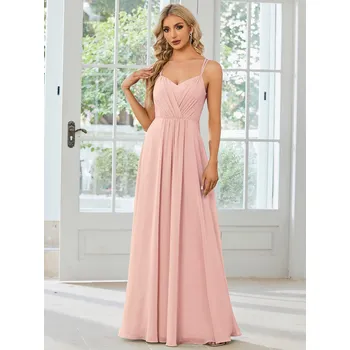 Dámské šaty Šifonové šaty pro družičku s odhalenými zády Barva: Růžová, Velikost: 7XL