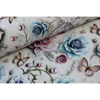 Růže s perlami I - bavlněné plátno, šíře 240cm - 5D digitální tisk