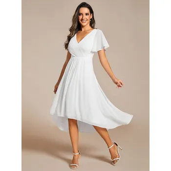 Dámské šaty Svatební šaty pro hosty z plisovaného šifonu Barva: Bílá, Velikost: 5XL