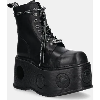 Dámské kozačky Kožené workery New Rock CRUST NEGRO, NEPTUNO / SPACE MUELLE TACON dámské, černá barva, na platformě, M-MILI083CCT-C18 M.MILI083CCT.C18 99X, EUR 38