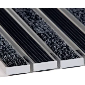 Rohožka Textilní gumová hliníková kartáčová vstupní rohož FLOMA Alu Low (Bfl-S1) - 80 x 120 x 1 cm, 84001430