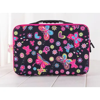 Úložný box Kufřík na diamanty - 60 dóz - vzor Motýlci a květinky - růžový