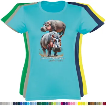 Dámské tričko damske-levne-bavlnene-tricko-digitalni-potisk-hrosi Barva: Turquoise - tyrkysová, velikost: XXL