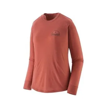 Dámské tričko Patagonia Long-Sleeved Cap Cool Merino Blend Graphic Shirt Women Imagine Moon: Potters Red červená L