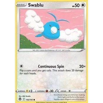 Sběratelská karetní hra Pokémon SIT 142/195 Swablu - Silver Tempest Stav: Near Mint, Verze: REVERSE HOLO