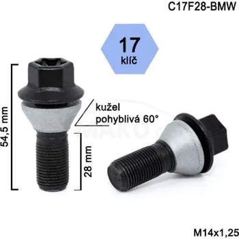 Šroubek na kolo Kolový šroub pro BMW X5 r.v. 2018- SUV na originální kola, černý, BIMECC