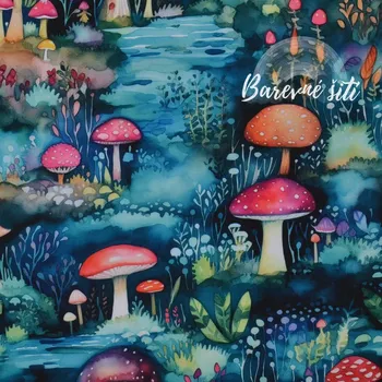 Zimní softshell Muchomůrky na zelené (E) (Zimní softshell potištěný)