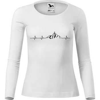 Dámské tričko DOBRÝ TRIKO Dámské bavlněné triko Srdeční tep horolezec Velikost: 3XL, Barva: Bílá