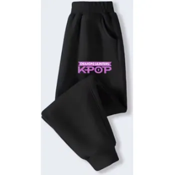 Chlapecké kalhoty KPop Demon Hunters (Lovkyně démonů) KPop Demon Hunters (Huntrix) - tepláky s potiskem (šedé/černé) Barva: Černé tepláky, Velikost: 150