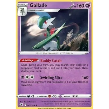 Karetní hra Pokémon ASR 062/196 Gallade - Astral Radiance Stav: Near Mint, Verze: HOLO