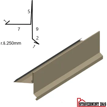 Střešní lemovaní Závětrná lišta 250mm délka 2m