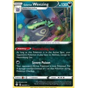 Volný čas Pokémon SHF 042/072 Galarian Weezing - Shining Fates Stav: Near Mint, Verze: HOLO