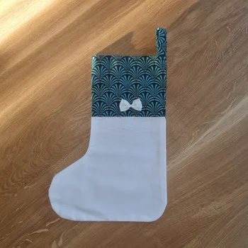 Vánoce Mikulášská (vánoční) ponožka - bílo zelená se vzorem tmavá