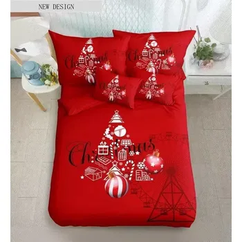 Povlečení Novinka 2025! Bavlněná vánoční sada povlečení s 3D efektem 140x200/70x90 cm - VÁNOCE - MERRY CHRISTMAS Vánoční stromeček červené 140x200/70x90cm + POVLAK POLŠTÁŘEK ZDARMA !