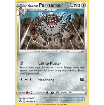 Sběratelská karetní hra Pokémon FST 181/264 Galarian Perrserker - Fusion Strike Stav: Near Mint, Verze: REVERSE HOLO