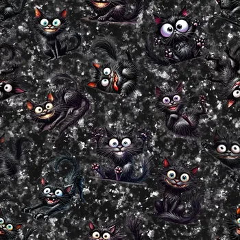 Zimní softshell Černé bláznivé kočky (E) (Zimní softshell potištěný)