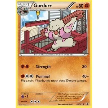 Karetní hra Pokémon NVI 063/101 Gurdurr - Noble Victories Stav: Excellent, Verze: NORMAL