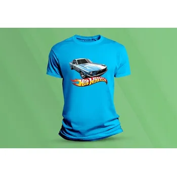 Dětské bavlněné tričko Hot Wheels 1. velikost 104 (3-4 roky) Azurová