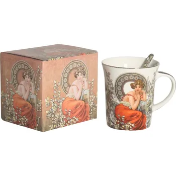 Home Elements Hrnek se lžičkou 400 ml, Mucha světlý ARÔME HOME