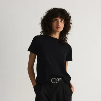 Dámské tričko Reserved - Bavlněné tričko střihu regular - černý - 899BZ-99X - 899BZ-99X-L-2