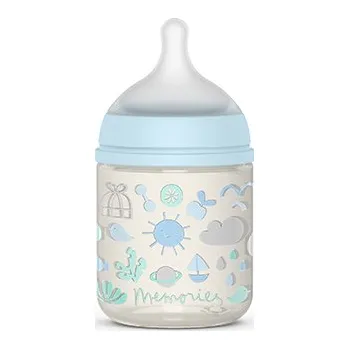 SUAVINEX | Kojenecká láhev 150 ml M MEMORIES - modrá Barva: modrá, Velikost: M