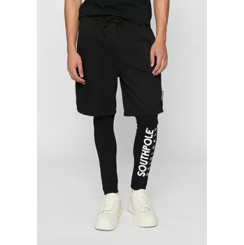 Pánské kraťasy Pánské fleecové šortky s legínami černé Southpole černá | bílá 1755708