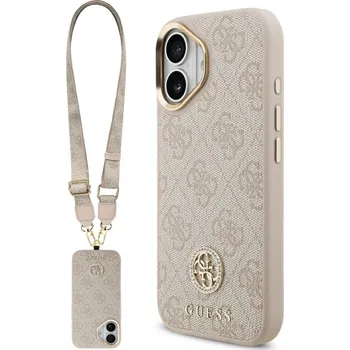 Pouzdro na mobilní telefon Zadní kryt GUESS 4G Strass Logo & Big Strap Metal Buttons MagSafe pro iPhone 17 pink