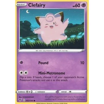 Sběratelská karetní hra Pokémon VIV 063/185 Clefairy - Vivid Voltage Stav: Near Mint, Verze: REVERSE HOLO