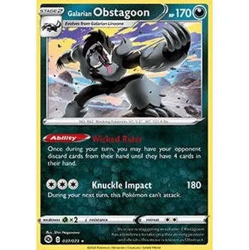Sběratelská karetní hra Pokémon CPA 037/073 Galarian Obstagoon - Champion’s Path Stav: Near Mint, Verze: HOLO