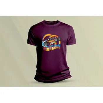 Dětské bavlněné tričko Hot Wheels 6. velikost 140 (9-11 let) Vínová
