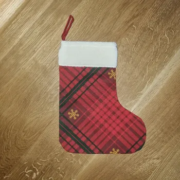 Vánoční dekorace Mikulášská (vánoční) ponožka - bílo červená se vzorem