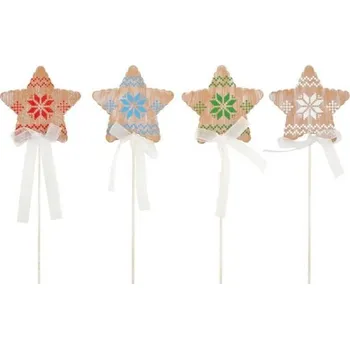 Vánoce Hvězda dřevěná 7 cm + špejle