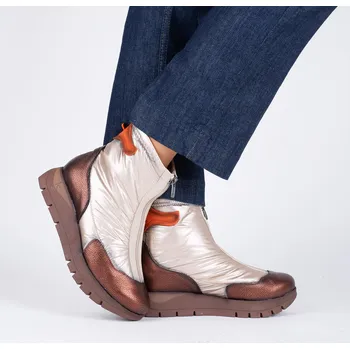 Dámské sandále Dámské champagne kotníčkové boty v kombinaci kůže a textilie Jose Saenz Velikost: 39