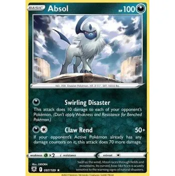 Sběratelská karetní hra Pokémon ASR 097/189 Absol - Astral Radiance Stav: Near Mint, Verze: HOLO