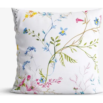 Povlak na dekorativní polštářek Bavlněný povlak na polštář - Malované luční květiny 40 x 60 cm