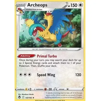 Sběratelská karetní hra Pokémon SIT 147/195 Archeops - Silver Tempest Stav: Near Mint, Verze: HOLO